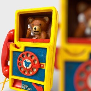 Rare Vintage 1977 Ideal Teddy Bear Telephone Toy Coin Phone - Collectible